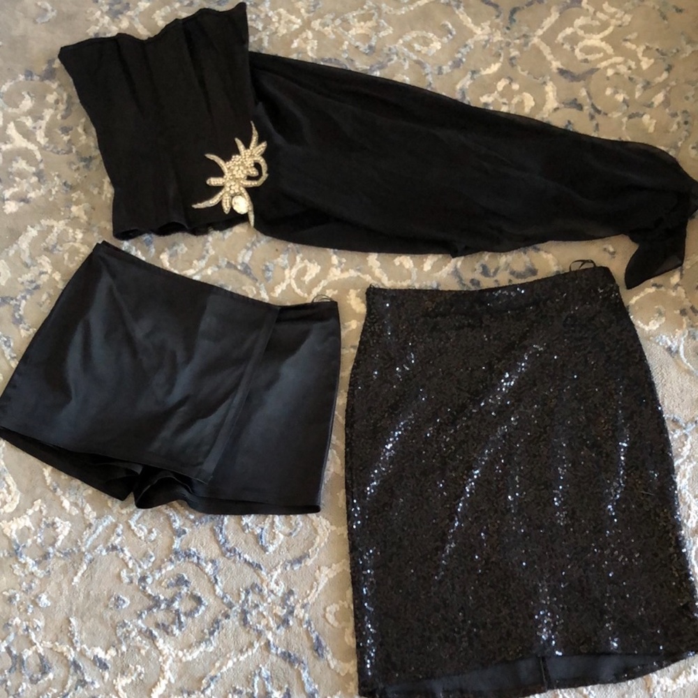 Fernando Wong Couture Bustier Corset Satin Skorts and Skirt
